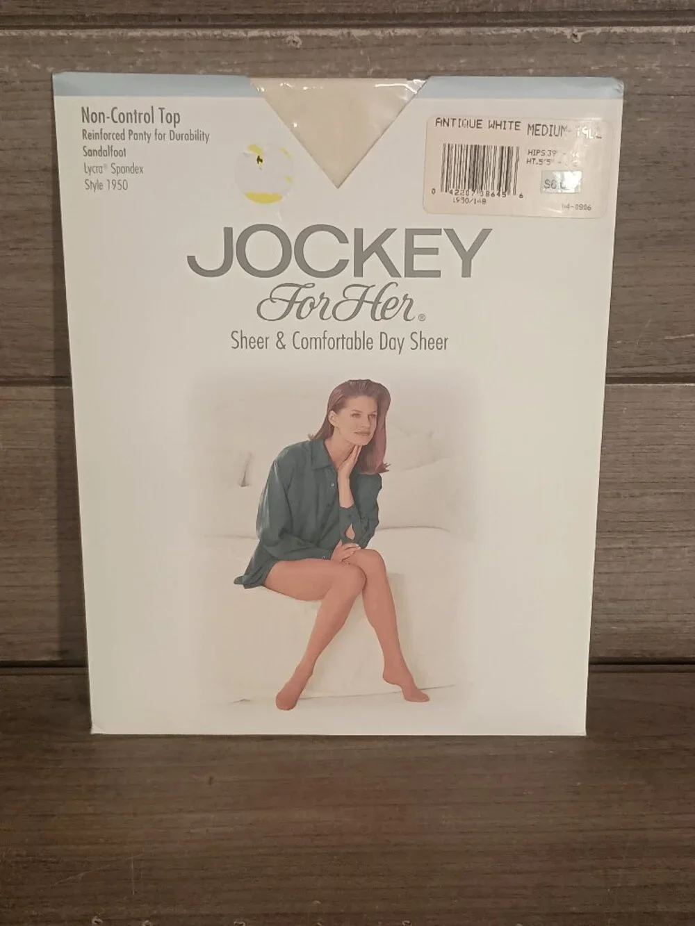 Vtg Jockey For Her Pantyhose Lycra Spandex Size Medium Tall Antique White 1996